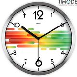Timode优时挂钟 静音简约时尚艺术石英钟 客厅抽象彩条钟表