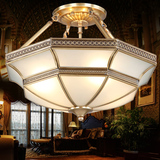 欧式全铜吸顶灯美式纯铜半吊客厅卧室餐厅吸顶灯饰灯具