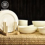 特价可微波碗碟套装家用纯白中式简约骨瓷餐具套装陶瓷碗盘4-6人