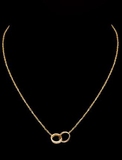 美国代购正品 Cartier/卡地亚 LOVE系列经典黄18K金镶钻双环项链