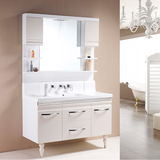 简约现代PVC浴室柜组合落地整体洗衣柜1米洗漱柜白色卫生间柜vy09