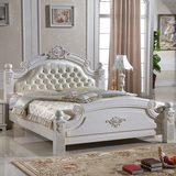 定做婚床实木双人欧式床雕花榆木橡木床1.8米2米2.2米白色大床