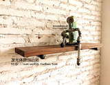美式乡村铁艺水管工业实木复古咖啡酒吧置物架壁挂书架隔板架