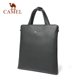 Camel/骆驼男包2016新款男士手提包 时尚简约牛皮革 竖款手提包