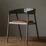 時尚休闲咖啡店椅电脑椅美式乡村做旧复古餐桌椅白色铁艺沙发椅子