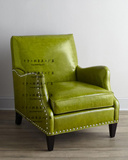特价 新古典皮艺铆钉单人沙发/法式复古做旧老虎椅/美式接待沙发