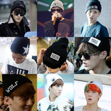 韩版明星同款帽子黑色毛线帽时尚针织帽韩国潮流男女套头帽嘻哈帽