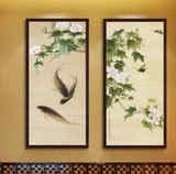 华伦美景客厅装饰画现代中式风水画玄关卧室挂画壁画墙画芙蓉鲤鱼