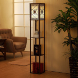 现代简约中式木质落地灯客厅卧室书房床头台灯立式创意装饰落地灯