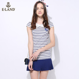 ELAND韩国衣恋夏季新品海军风条纹拼接连衣裙EEOM52521N专柜正品