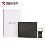 美国Calvin Klein凯文克莱CK男士商务短款两折钱包钥匙扣钱夹皮夹