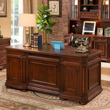 美式高档实木电脑桌办公桌 欧式老板桌书桌 写字台 大班台家用