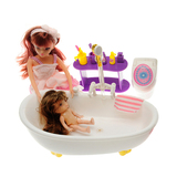 乐吉儿芭比娃娃套装礼盒女童孩玩具 儿童仿真浴室过家家洗澡玩具