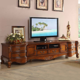 2.4米电视柜 实木美式电视柜 电视柜墙组合 欧式电视机柜住宅家具