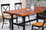 美式乡村铁艺实木餐桌组合 复古办公桌茶桌  艺术休闲长方形桌椅