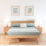 长友家具简约日式北欧大床卧室纯全实木床橡木床1.8 1.5米双人床