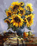 新款数字油画包邮手绘欧式花卉向日葵diy油画数码画风景大幅客厅