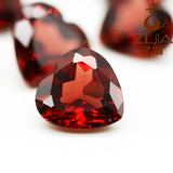 天然铁铝石榴石裸石 心形 红色宝石级石榴石戒面 可定制镶嵌18K