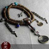 开光西藏藏式饰老牦牛骨108颗手串牦牛角佛珠藏银念珠民族风手链