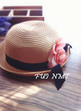外贸原单童帽出口日本女宝清新花朵 太阳帽遮阳海边沙滩女童草帽
