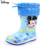 迪士尼儿童雨鞋男童雨靴加绒女童学生防滑小孩胶鞋大小童宝宝水鞋