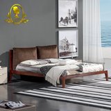 北欧实木床水曲柳简约现代双人床1.8米软包靠背卧室家具小户型