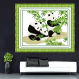 精准印花十字绣熊猫国宝图客厅画新款动物卧室大幅卡通系列竹子