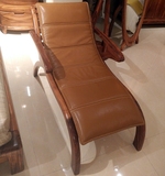 实木真皮躺椅现代中式乌金木躺椅简约创意斑马木卧室单人休息椅