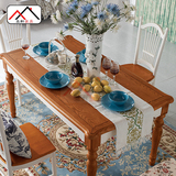 地中海餐桌椅组合 美式乡村实木餐桌小户型饭桌田园风格创意 5包