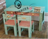 地中海实木复古书桌 电脑桌 餐桌 做旧办公桌 写字台 儿童学习桌