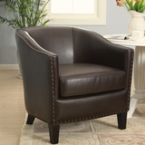仕尔迦 高档欧美式单人沙发椅皮圈围椅复古休闲客厅卧室咖啡椅