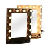 欧美铝合金台式大镜面带灯泡专业化妆镜可移动便携式美妆镜包邮