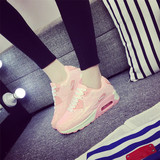 春季韩版休闲运动鞋厚底增高大码跑步鞋粉色亮片max90气垫女鞋子