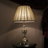 欧式复古台灯 卧室现代简约 美式乡村奢华布艺装饰水晶笨重台灯