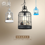 中式复古铁艺鸟笼吊灯单头美式乡村艺术餐厅阳台吧台过道创意灯具