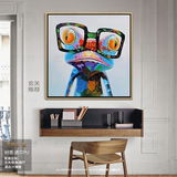 油画酒店孔雀麋鹿青蛙动物创意客厅卧室书房定制抽象手绘挂画包邮