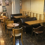 欧式复古咖啡厅桌椅组合 简约甜品店沙发卡座 休闲餐厅桌椅卡座