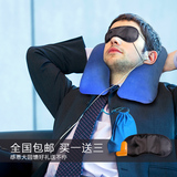 便携飞机护颈U型枕户外旅行U形充气枕头旅游三宝颈枕睡枕 双层