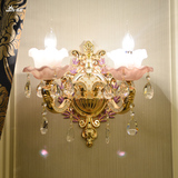 8181欧式水晶壁灯现代简约锌合金客厅过道玻璃墙壁灯卧室床头灯饰
