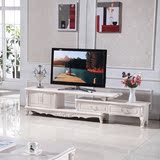 欧式电视柜大理石面 象牙白色可伸缩 特价电视柜法式茶几