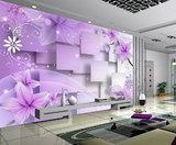 温馨浪漫紫色花卉墙纸壁纸现代简约电视背景墙画大型壁画现代简约
