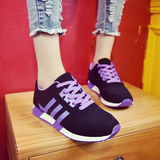 春秋季防滑黑白旅游鞋少女生运动板鞋韩版学生休闲跑步紫色女鞋潮