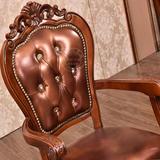 花真皮椅子客厅洽谈圆桌椅组合欧式休闲阳台桌椅茶几三件套实木雕