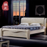 全实木床白色1.8米双人床白蜡木简约储物床婚床 现代中式水曲柳床