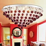 LED水晶灯浪漫温馨餐厅卧室客厅灯具吸顶灯时尚酒红紫色灯饰8203
