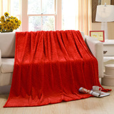 纯色金貂绒毛毯加厚珊瑚绒床单冬季保暖法莱绒毯大红色结婚庆盖毯
