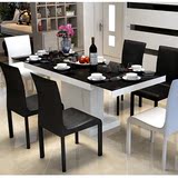 简约现代伸缩餐桌椅组合4人6人小户型长方形实用钢化玻璃吃饭桌