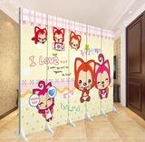 卡通屏风YY可爱温馨培训班图案折叠隔断 幼儿园儿童房卧室kitty猫