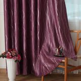 高档现代简约客厅窗帘 烫银紫色竖条纹卧室全遮光遮阳成品窗帘布