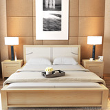 欧式佛山市广东省米高白蜡箱床原木色双人床全实木床卧室家具